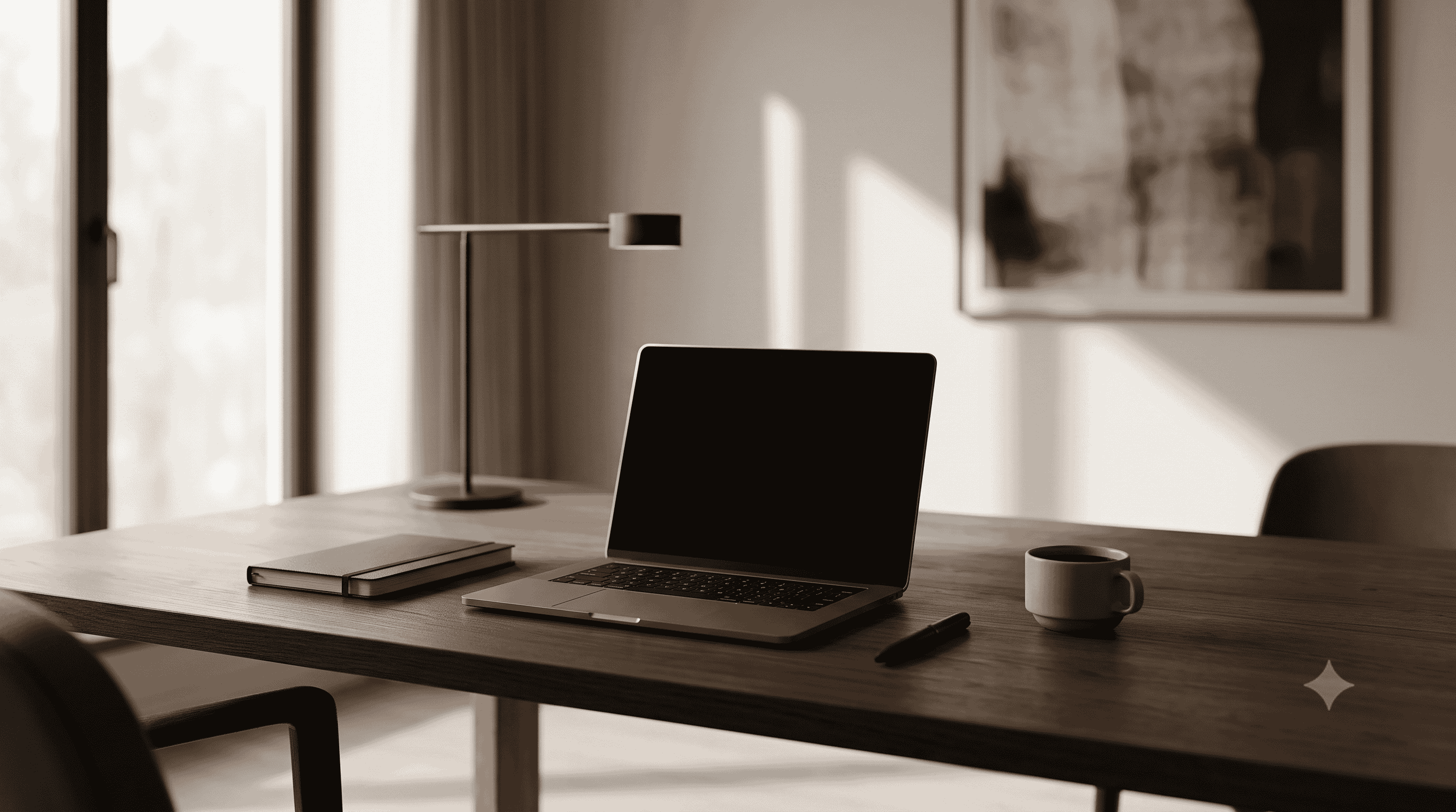 Ambiente de home office sofisticado reforçando o sigilo do processo online